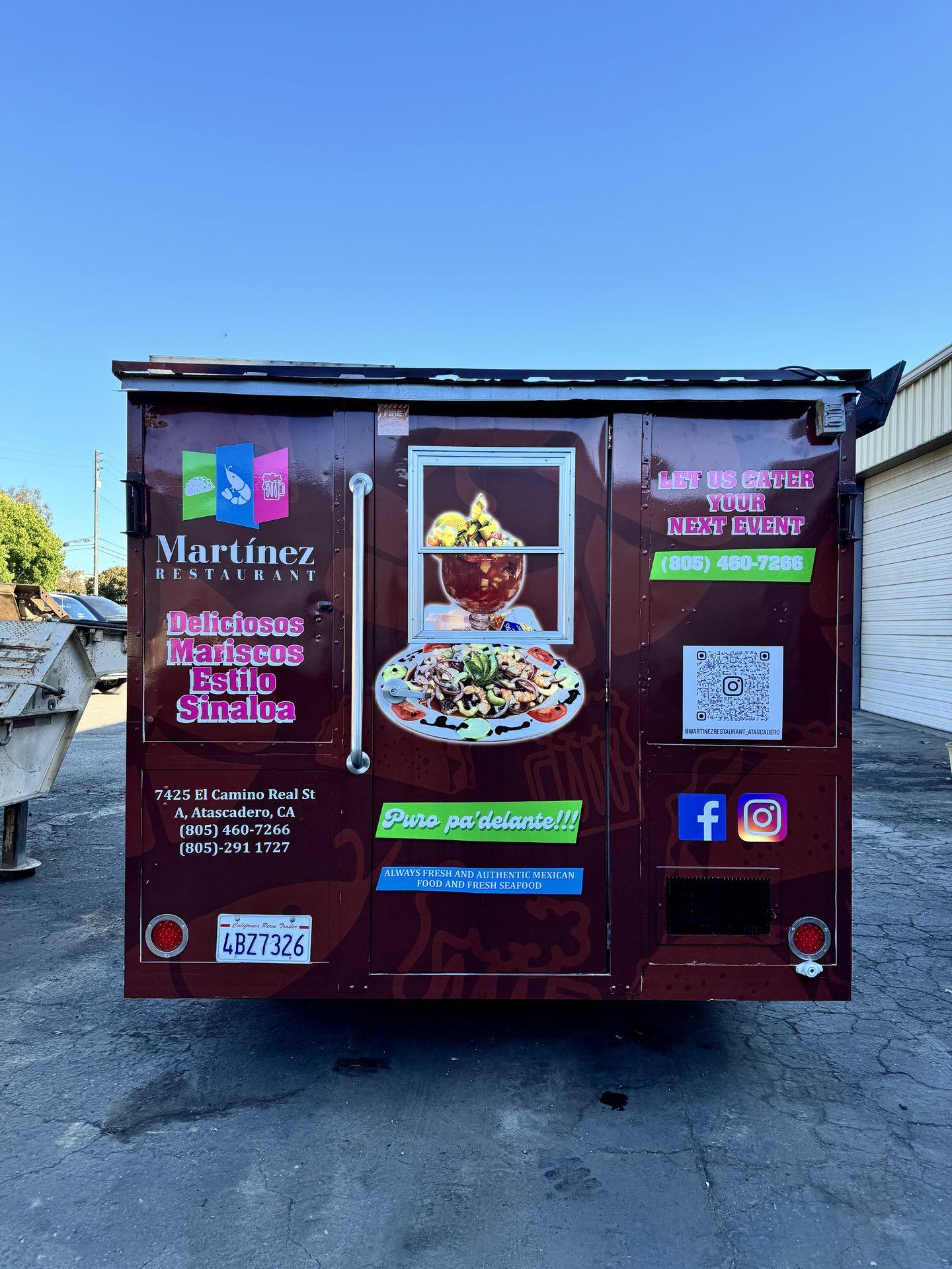 Mexican Seafood full commercial wrap Food Trailer — Atascadero, CA | Customize It