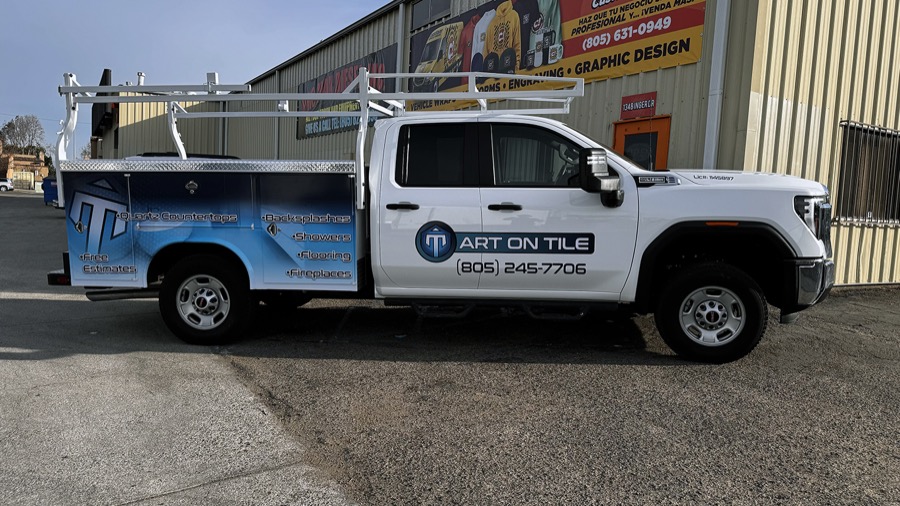 Art on Tile GMC partial truck wrap