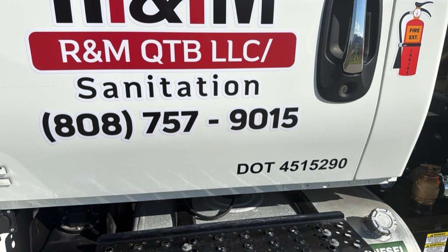 RM Sanitation door decal closeup